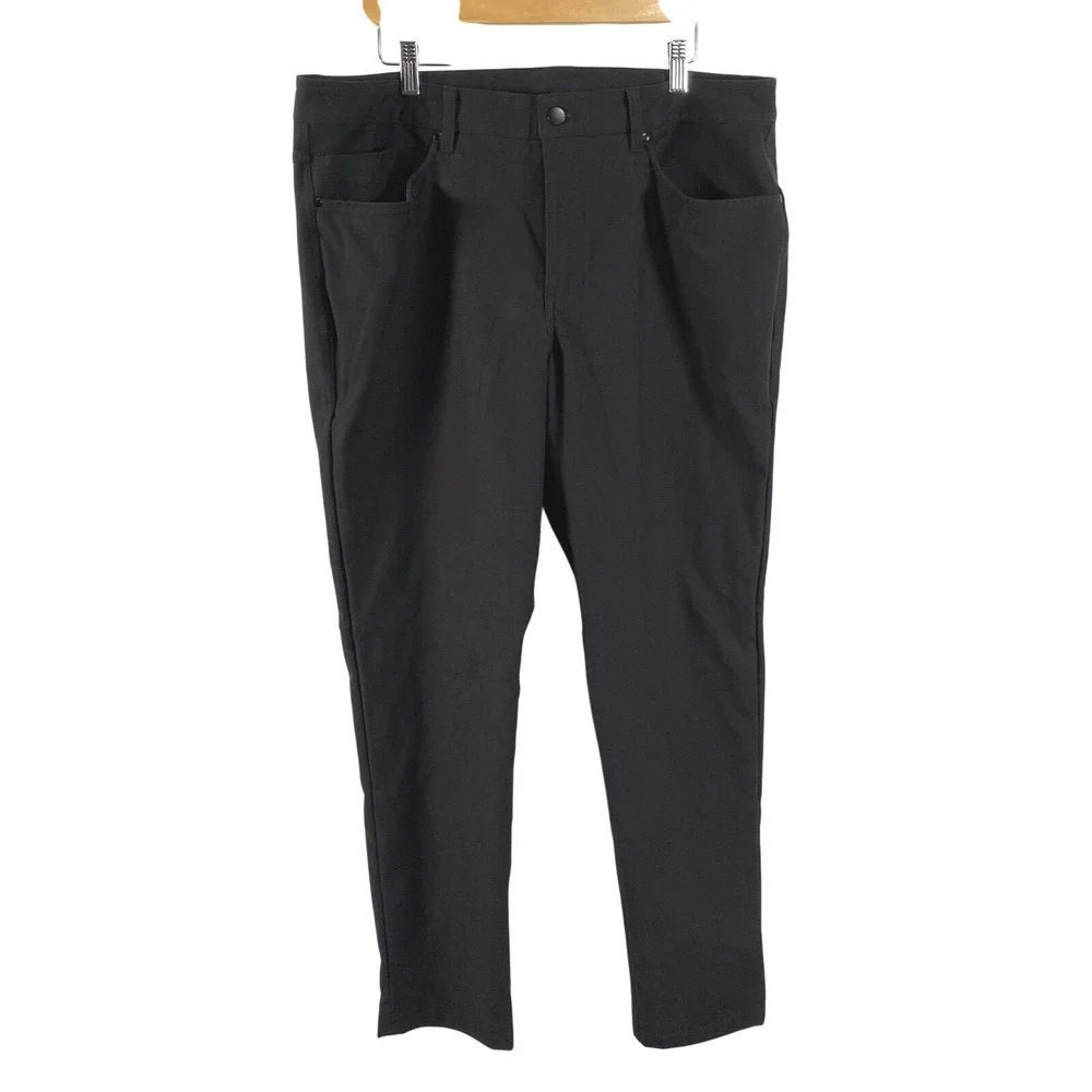 Lululemon Pants Mens 38 Black Slim Fit Athletic Stretch Zip Pocket Taper Commute